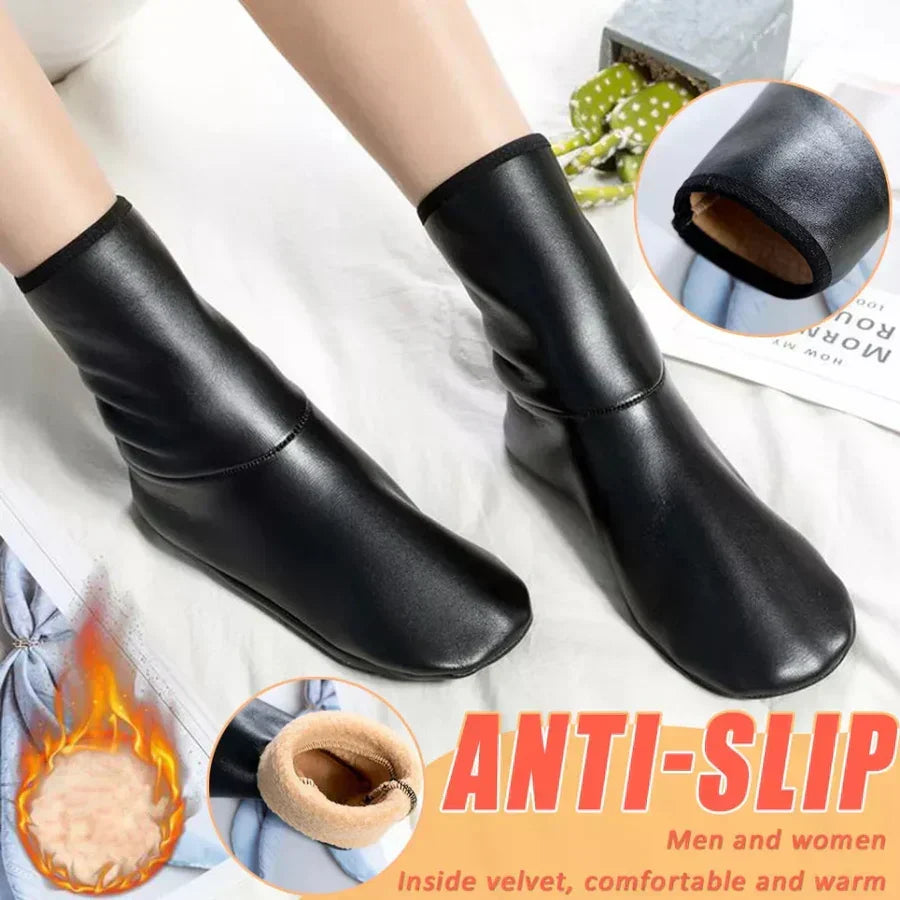 Winter Warm Pure Leather Socks Thermal Non-Slip Indoor Soft Floor Socks