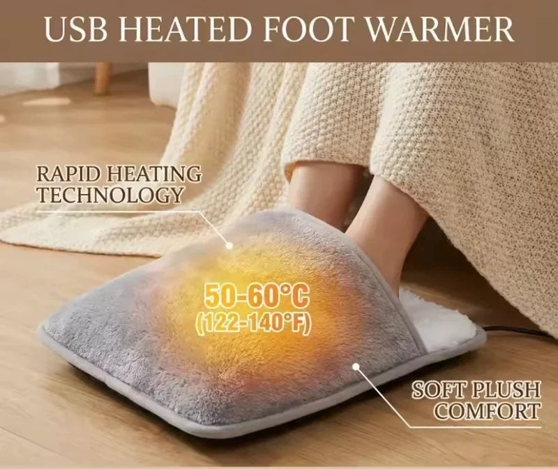 USB Plush Foot Warmer – Soft & Washable Heating Pad