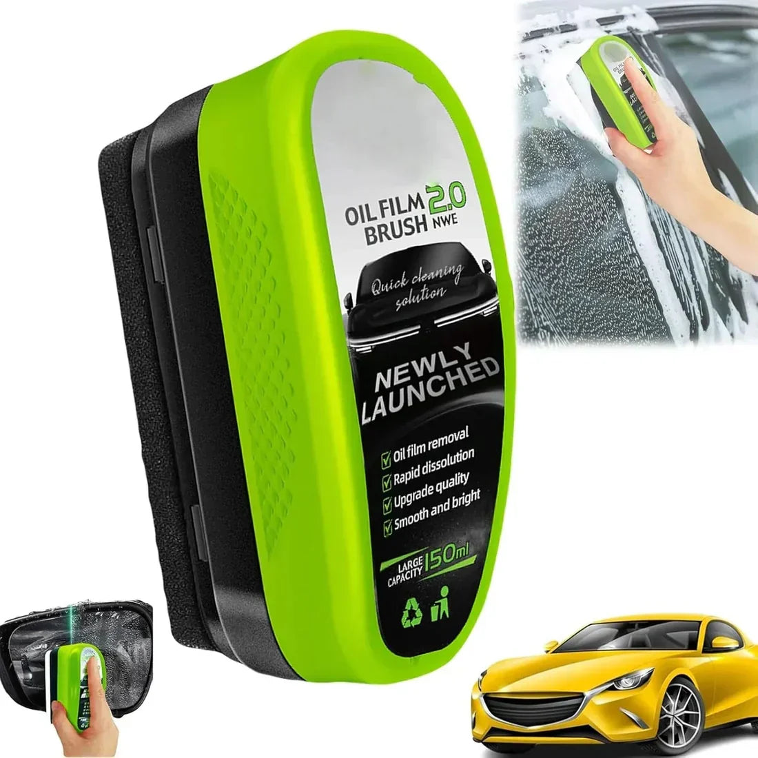 Oil Film Remover 2.0 – 150ml Windshield Cleaning Brush for Automotive Oil Film Removal