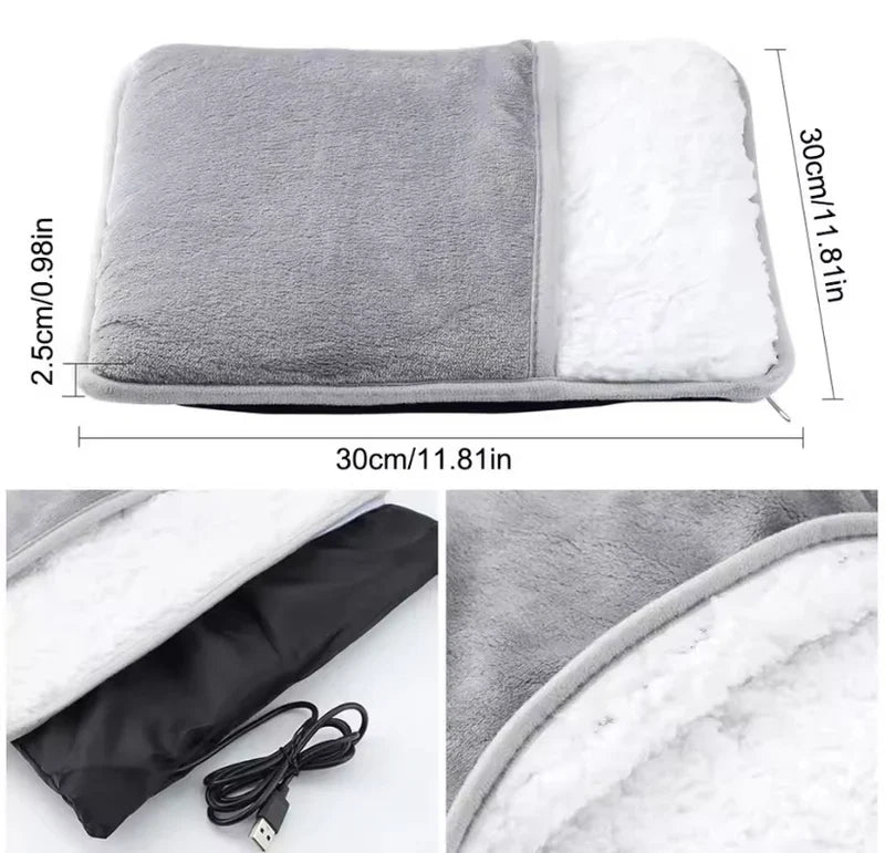 USB Plush Foot Warmer – Soft & Washable Heating Pad